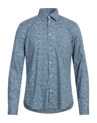 MANUEL RITZ Patterned shirt Azure 97% Cotton, 3% Elastane