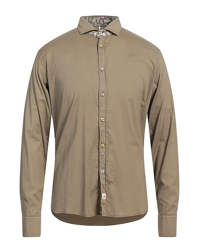 PANAMA Solid colour shirt Khaki 96% Cotton, 4% Elastane