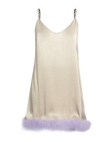 AMEN Short dress Sand 75% Acetate, 25% Silk, Glass, Brass, Rooster feathers