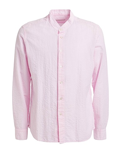 ROSSI Solid colour shirt Pink 80% Cotton, 20% Linen
