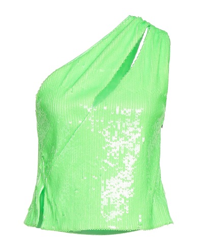 ROTATE BIRGER CHRISTENSEN One-shoulder top Lime green 100% Recycled polyester, Polyester
