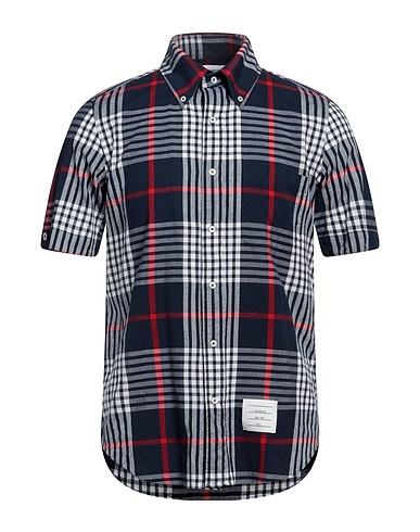 THOM BROWNE Checked shirt Midnight blue 100% Cotton