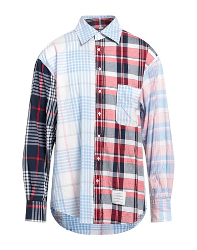 THOM BROWNE Checked shirt Azure 100% Cotton
