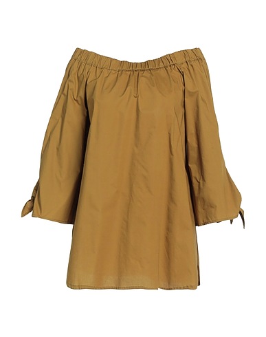 SOLOTRE Top spalle scoperte Verde militare 100% Cotone