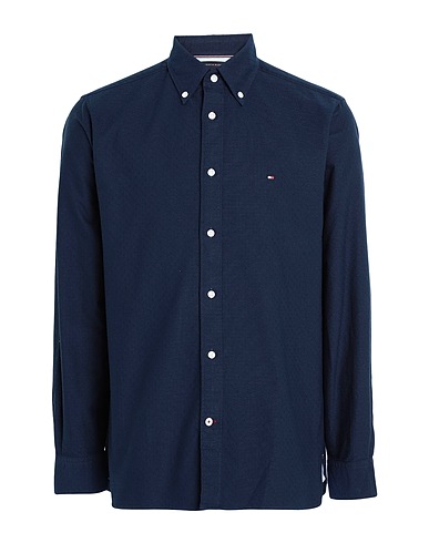 TOMMY HILFIGER Solid colour shirt Navy blue 100% Cotton