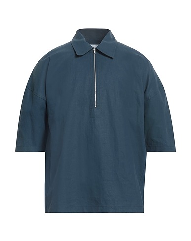 JIL SANDER Linen shirt Slate blue 100% Linen, Cotton