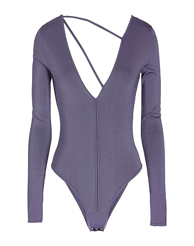 8 by YOOX TOPWEAR V-NECK VISCOSE KNIT BODYSUIT
 Mauve 77% Viscose, 23% Recycled polyamide