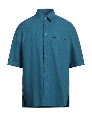 LARDINI Solid colour shirt Pastel blue 97% Cotton, 3% Elastane
