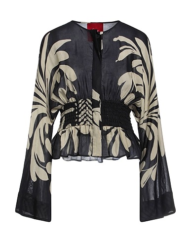CO.GO Patterned shirts & blouses Black 72% Viscose, 28% Linen