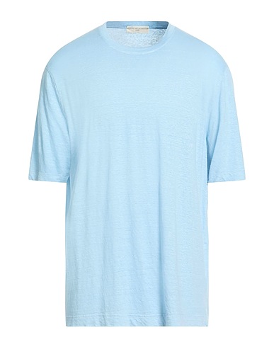 FILIPPO DE LAURENTIIS Basic T-Shirt Himmelblau 97% Leinen, 3% Elastan