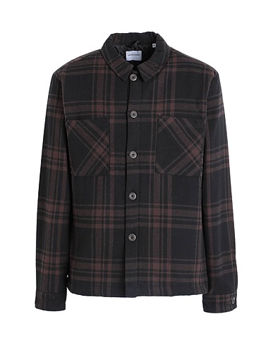 JACK & JONES Checked shirt Black 60% Cotton, 40% Polyester