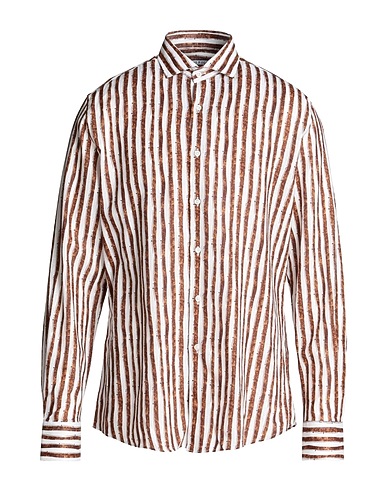 AT.P.CO Striped shirt Brown 70% Cotton, 30% Linen