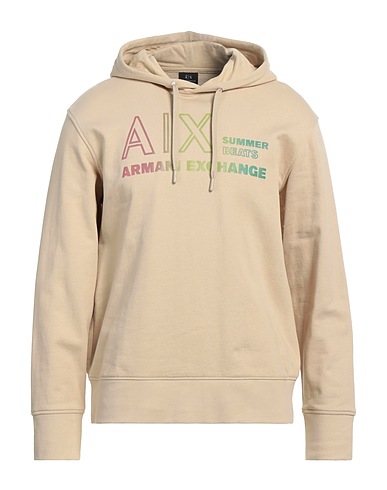 ARMANI EXCHANGE Hooded track jacket  Beige 100% Cotton, Elastane