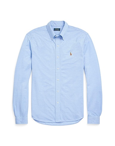 POLO RALPH LAUREN 無地シャツ KNIT OXFORD SHIRT
 ライトブルー コットン 100%