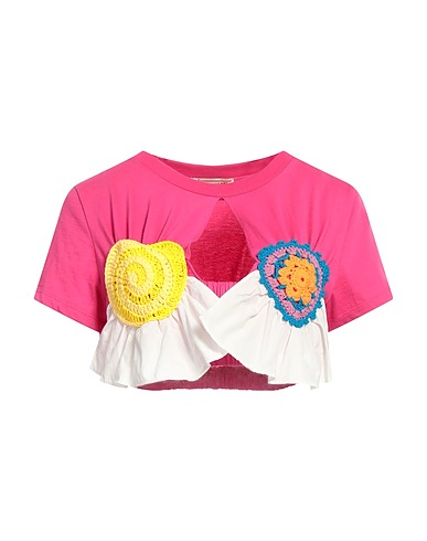 ANDERSSON BELL Crop top Fuchsia 100% Cotton, Nylon, Acrylic