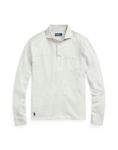 POLO RALPH LAUREN Polo shirt CUSTOM SLIM COTTON-LINEN OXFORD POLO
 Light grey 55% Cotton, 45% Linen