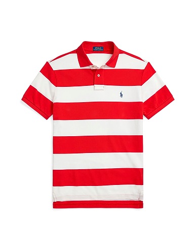 POLO RALPH LAUREN Polo shirt CUSTOM SLIM FIT STRIPED MESH POLO SHIRT
 Red 100% Cotton