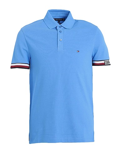TOMMY HILFIGER Polo shirt Azure 67% Cotton, 30% Viscose, 3% Elastane