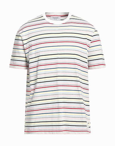 THOM BROWNE 오버사이즈 티셔츠 화이트 100% 코튼, 엘라스테인