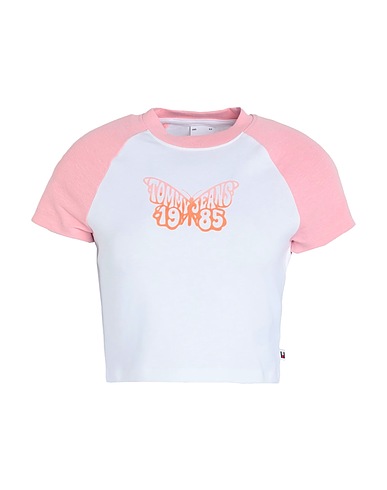 TOMMY JEANS Crop top White 95% Cotton, 5% Elastane