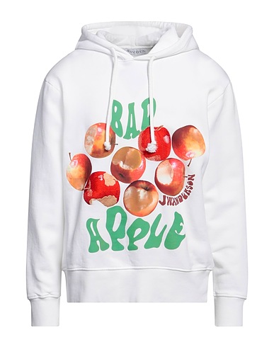 JW ANDERSON Hooded track jacket  White 95% Cotton, 5% Elastane
