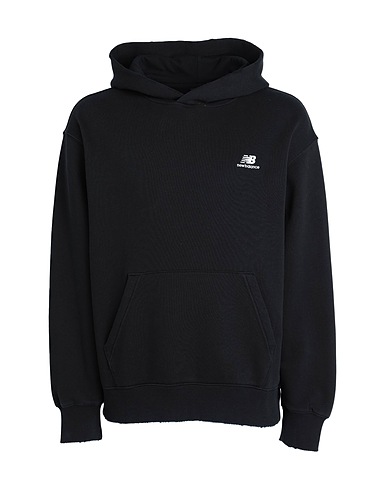 NEW BALANCE Hooded sweatshirt Hoops Fleece Hoodie Black 60% Cotton, 40% Polyester