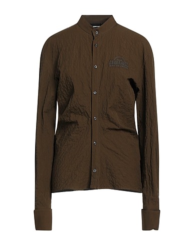 DSQUARED2 Solid color shirts & blouses Military green 99% Cotton, 1% Elastane
