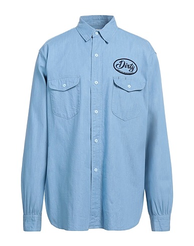 MOUNTAIN RESEARCH Einfarbiges Hemd BLU CHIARO 100% Baumwolle