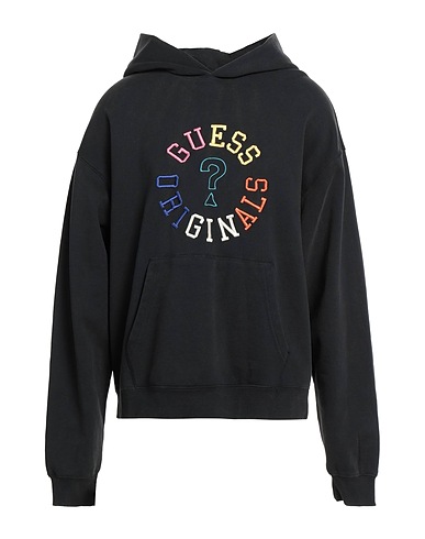 GUESS Hooded track jacket  Black 82% Cotton, 18% Polyester