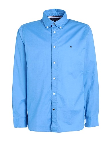 TOMMY HILFIGER Solid colour shirt Light blue 100% Cotton
