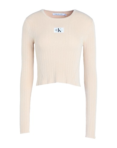 CALVIN KLEIN JEANS Jumper Beige 80% Cotton, 17% Polyamide, 3% Elastane