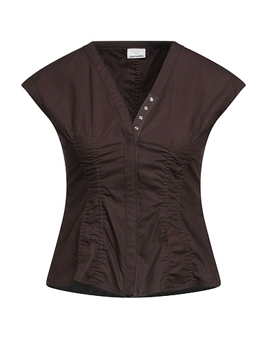 LOW CLASSIC Solid colour shirts & blouses Dark brown 100% Cotton