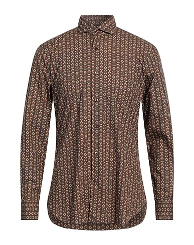 BARBA Napoli Patterned shirt Dark brown 100% Cotton