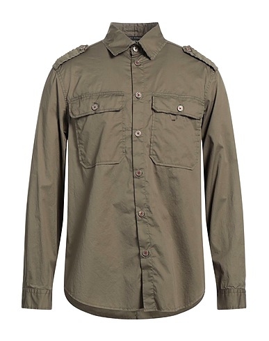 DANIELE ALESSANDRINI Patterned shirt Military green 100% Cotton
