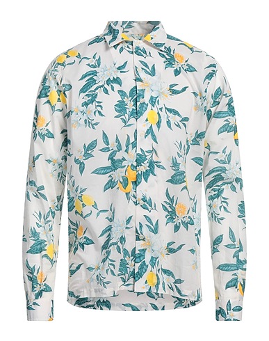 BROOKSFIELD Patterned shirt Deep teal 100% Cotton