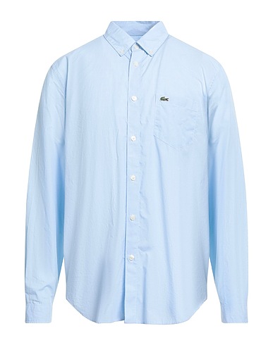 LACOSTE Checked shirt Sky blue 100% Cotton