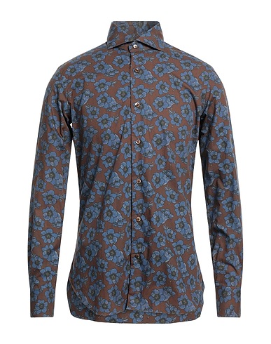 BARBA Napoli Patterned shirt Dark brown 100% Cotton