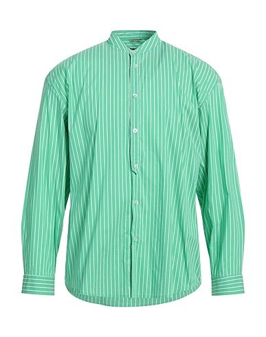 DANIELE ALESSANDRINI Striped shirt Green 68% Cotton, 30% Polyamide, 2% Elastane