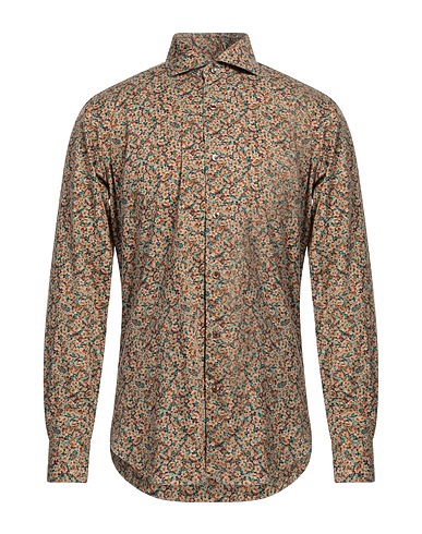 BARBA Napoli Patterned shirt Khaki 100% Cotton