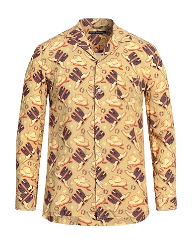 DANIELE ALESSANDRINI Patterned shirt Mustard 100% Viscose