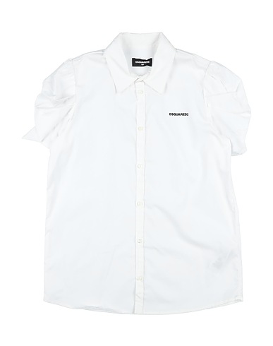DSQUARED2 Solid colour shirts & blouses White 98% Cotton, 2% Elastane