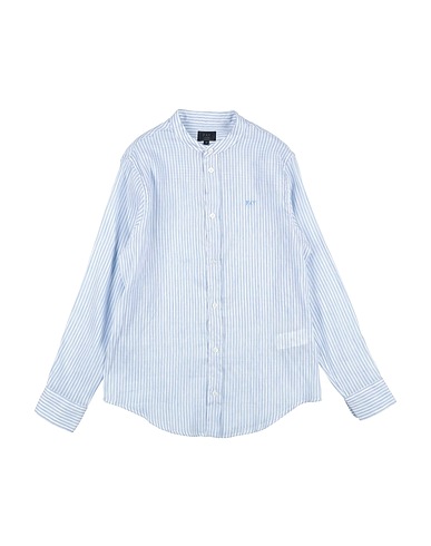 FAY Camicia fantasia Azzurro 68% Lino, 32% Cotone, Poliestere