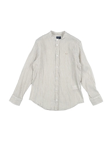 FAY Patterned shirt Khaki 68% Linen, 32% Cotton, Polyester