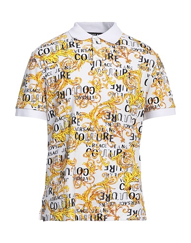 VERSACE JEANS COUTURE Poloshirt Weiß 100% Baumwolle, Polyamid, Elastan