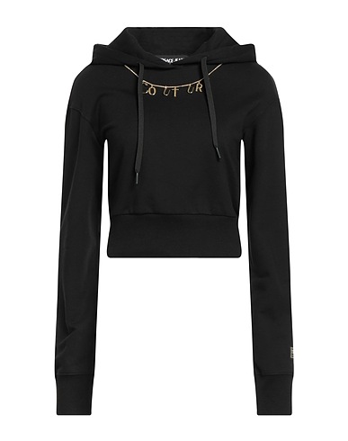 VERSACE JEANS COUTURE Hooded sweatshirt Black 100% Cotton, Elastane