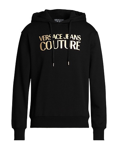 VERSACE JEANS COUTURE Hooded track jacket  Black 100% Cotton