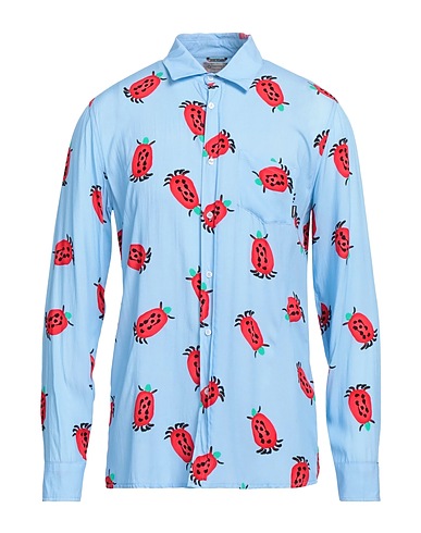 DANIELE ALESSANDRINI HOMME Patterned shirt Sky blue 100% Viscose