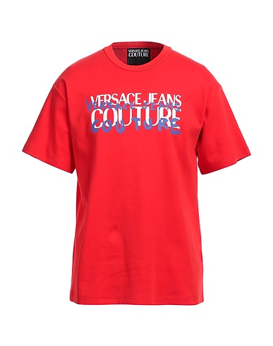 VERSACE JEANS COUTURE T-shirt Rosso 100% Cotone