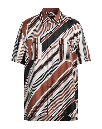 DOLCE&GABBANA Striped shirt Brown 100% Silk