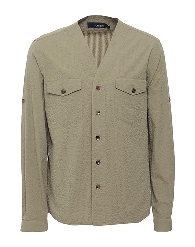 LARDINI Solid color shirt Khaki 100% Cotton